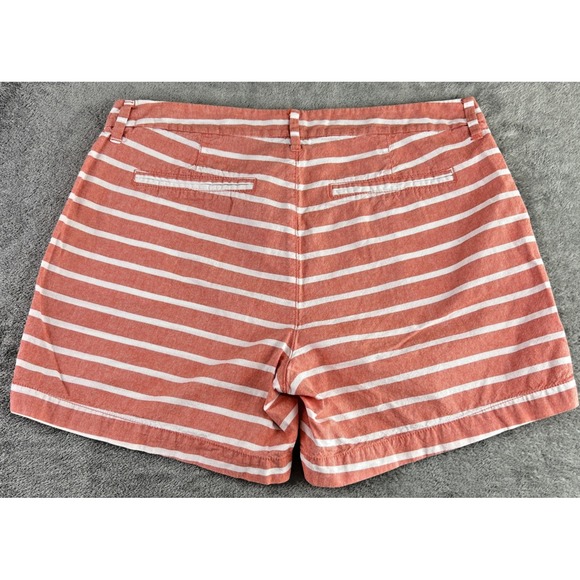 Old Navy Women's 6 Coral White Striped Cotton Shorts Beach Preppy Vacation - Picture 3 of 9